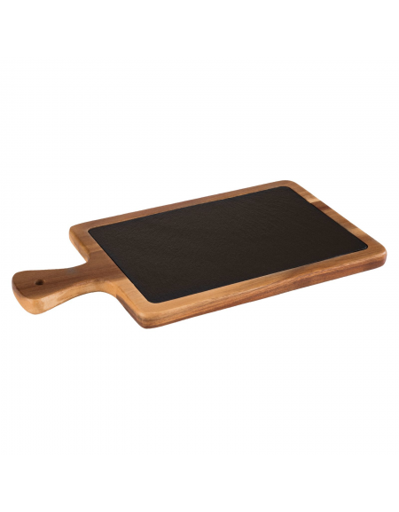 Tagliere rettangolare con manico in legno di acacia e piano in ardesia - cm 26x18x2h