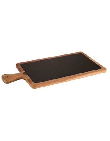 Tagliere rettangolare con manico in legno di acacia e piano in ardesia - cm 33x20x2h