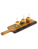 Tagliere rettangolare con manico in legno di acacia e rifinitura in ardesia - cm 30,5x13x1,5h