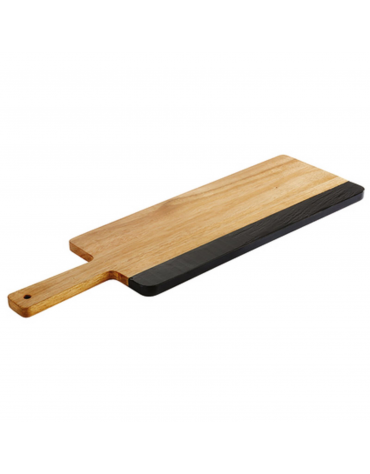 Tagliere rettangolare con manico in legno di acacia e rifinitura in ardesia - cm 36,5x15x1,5h
