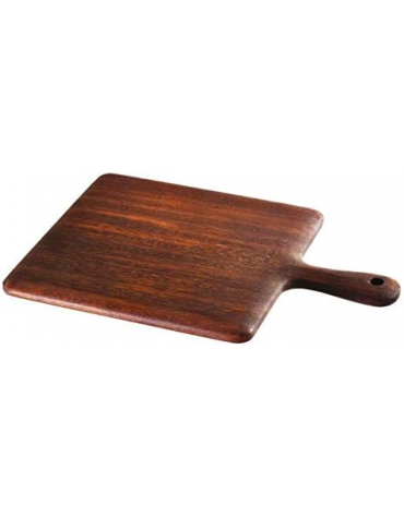 Tagliere rettangolare in legno di Iroko con manico - cm 25x35x1,8h