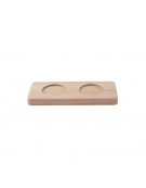 Supporto per coppette doppio in legno di faggio - diametro cm 5,5 - dim. cm 8x20x1,8