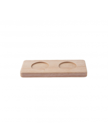 Supporto per coppette doppio in legno di faggio - diametro cm 5,5 - dim. cm 8x20x1,8