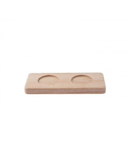 Supporto per coppette doppio in legno di faggio - diametro cm 5,5 - dim. cm 8x20x1,8