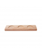 Supporto per coppette triplo in legno di faggio - diametro cm 5,5 - dim. cm 8x28x1,8h