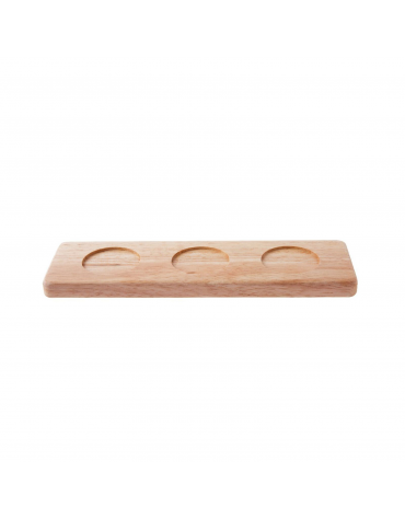 Supporto per coppette triplo in legno di faggio - diametro cm 5,5 - dim. cm 8x28x1,8h