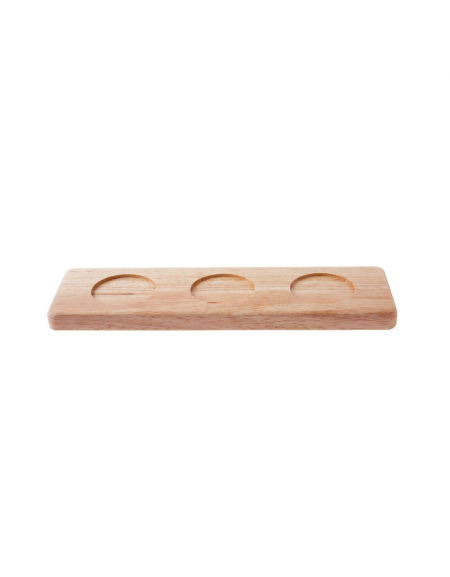 Supporto per coppette triplo in legno di faggio - diametro cm 5,5 - dim. cm 8x28x1,8h