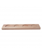 Supporto per coppette quadruplo in legno di faggio - diametro cm 5,5 - dim. cm 8x36x1,8h