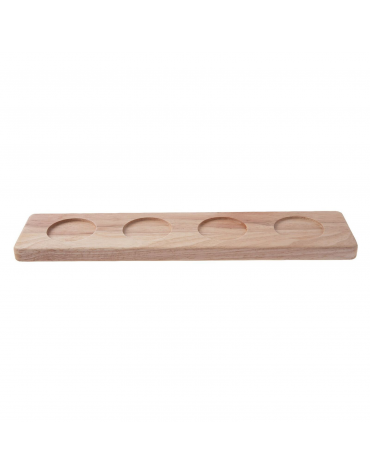 Supporto per coppette quadruplo in legno di faggio - diametro cm 5,5 - dim. cm 8x36x1,8h