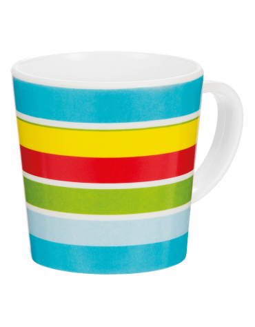 Tazza caffè in melamina con rifinitura multicolore - capacità ml 180 - diametro cm 7 - altezza cm 7,5