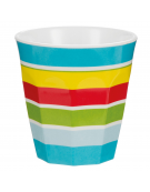 Bicchiere in melamina con rifinitura multicolore - capacità ml 260 - diametro cm 8,5 - altezza cm 9