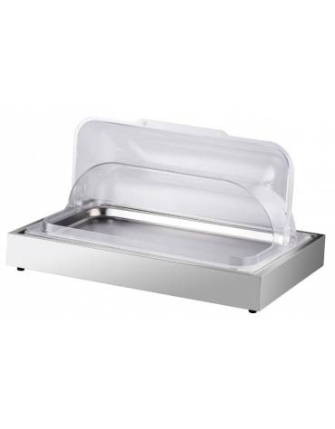 Vetrina buffet refrigerata, struttura acciaio inox e coperchio policarbonato - con 1 vassoio GN1/1 e elemento di raffreddamento