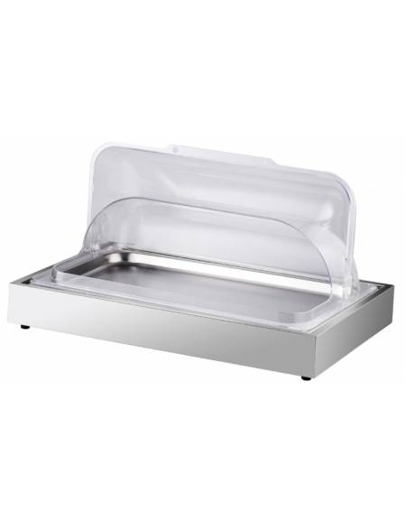 Vetrina buffet refrigerata, struttura acciaio inox e coperchio policarbonato - con 1 vassoio GN1/1 e elemento di raffreddamento