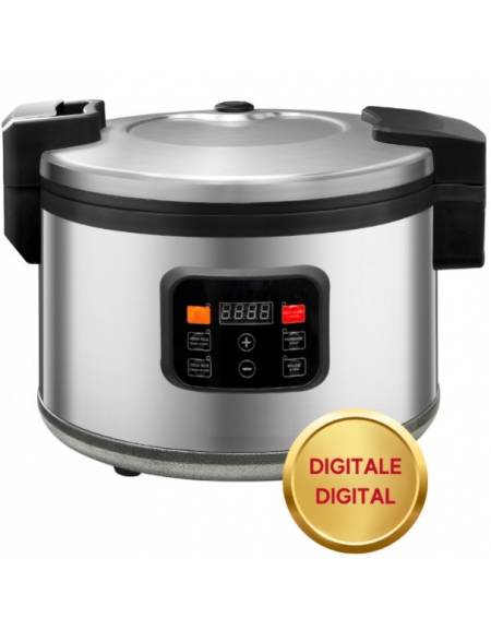 Cuociriso digitale professionale in acciaio da Lt 12 - recipiente interno antiaderente - Diametro pentola mm Ø 370