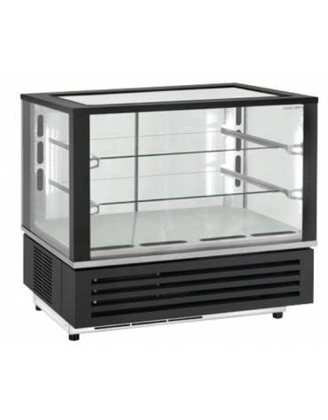 Vetrina refrigerata da banco con vetri dritti- refrigerazione ventilata +2°/+10°C - 2 ripiani regolabili - cm 79,2x67,6x73h