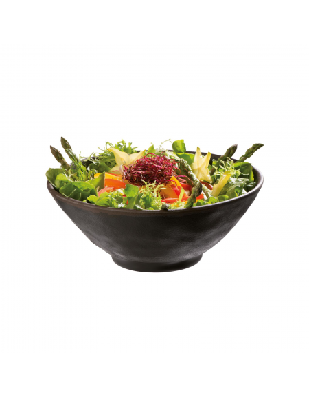 Insalatiera in melamina effetto argilla - colore nero con bordo marrone - capacità lt. 0,3 - diametro cm 14 - altezza cm 6