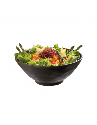 Insalatiera in melamina effetto argilla - colore nero con bordo marrone - capacità lt. 0,8 - diametro cm 19 - altezza cm 8