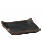 Vassoio in melamina effetto argilla - colore nero con bordo marrone - cm 14,5x14,5x2h