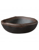 Insalatiera in melamina effetto argilla - colore nero con bordo marrone - capacità lt. 0,05 - diametro cm 8,5 - altezza cm 2,5