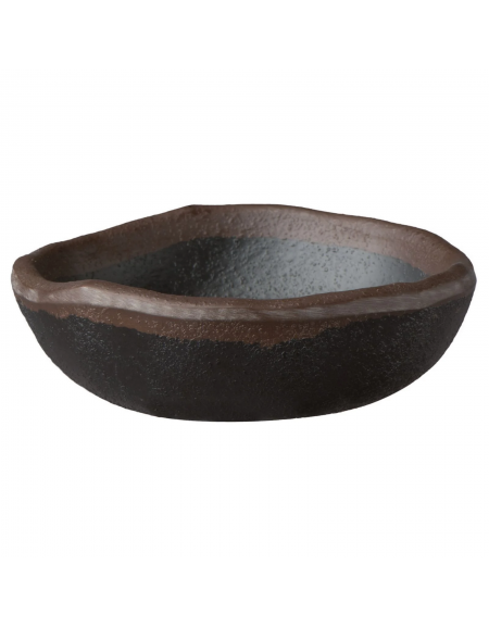 Insalatiera in melamina effetto argilla - colore nero con bordo marrone - capacità lt. 0,05 - diametro cm 8,5 - altezza cm 2,5
