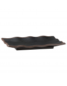 Vassoio rettangolare in melamina effetto argilla - colore nero con bordo marrone - cm 27,5x11x2h