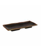 Vassoio rettangolare in melamina effetto argilla - colore nero con bordo marrone - cm 19,5x9,5x2h