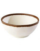 Insalatiera in melamina effetto argilla - colore bianco con bordo marrone - diametro cm 16 - altezza cm 7 - capacità lt. 0,70