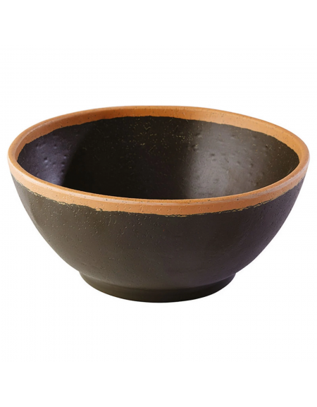 Insalatiera in melamina effetto argilla - colore moro con bordo terracotta - diametro cm 16 - altezza cm 7 - capacità lt. 0,70