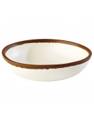 Insalatiera in melamina effetto argilla - colore bianco con bordo marrone - diametro cm 16,5 - altezza cm 4 - capacità lt 0,50