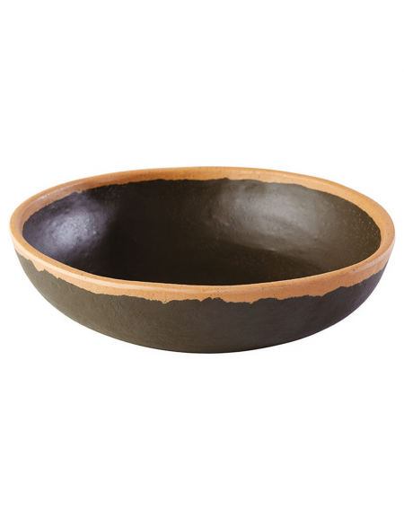 Insalatiera in melamina effetto argilla - colore moro con bordo terracotta - diametro cm 16,5 - altezza cm 4 - capacità lt 0,50