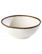 Insalatiera in melamina effetto argilla - colore bianco con bordo marrone - diametro cm 21 - altezza cm 8 - capacità lt. 1,45