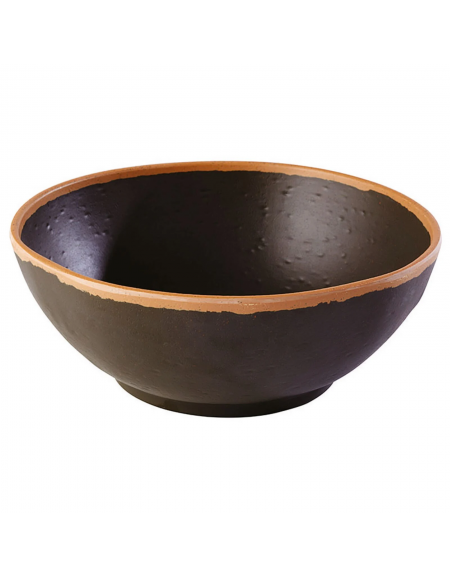 Insalatiera in melamina effetto argilla - colore moro con bordo terracotta - diametro cm 21 - altezza cm 8 - capacità lt. 1,45