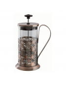 Caraffa caffettiera pressa filtro in vetro trasparente e acciaio inox - colore rame antico - capacità ml 600