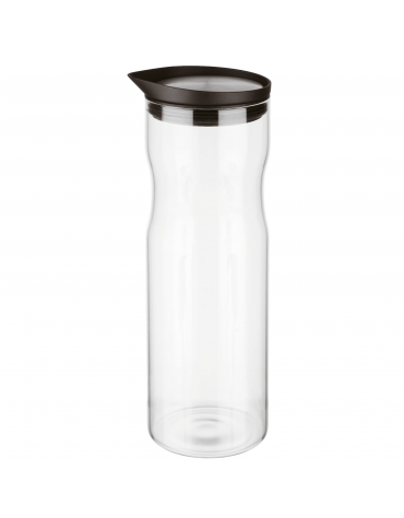 Caraffa in vetro trasparente con coperchio in acciaio inox - diametro cm 8 - altezza cm 25 - capacità lt. 1