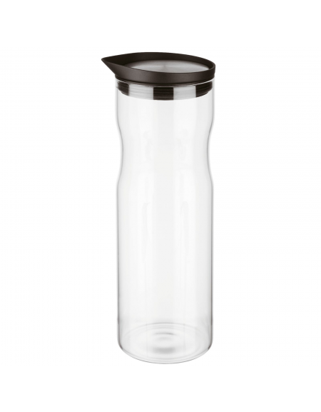 Caraffa in vetro trasparente con coperchio in acciaio inox - diametro cm 8 - altezza cm 25 - capacità lt. 1