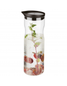 Caraffa in vetro trasparente con coperchio in acciaio inox - diametro cm 8 - altezza cm 25 - capacità lt. 1