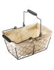 Cesto pane rettangolare, strutta in filo di acciaio e fodera in cotone - cm 25x15,5x12h