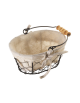 Cesto pane ovale, strutta in filo di acciaio e fodera in cotone - cm 17x12,5x8h