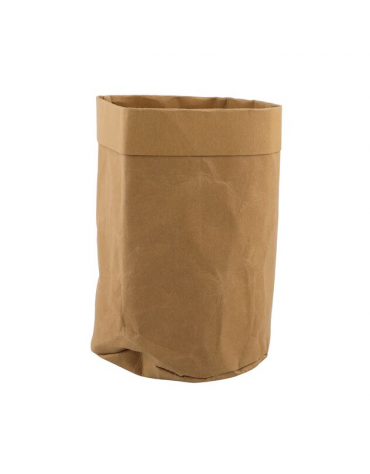 Cesto pane tondo in carta kraft lavabile - colore marrone - diametro cm 15 - altezza cm 10