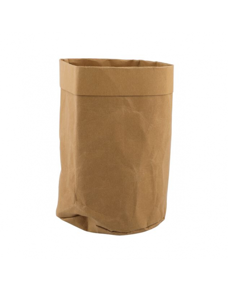 Cesto pane tondo in carta kraft lavabile - colore marrone - diametro cm 15 - altezza cm 10