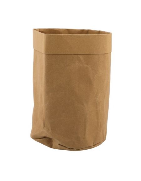 Cesto pane tondo in carta kraft lavabile - colore marrone - diametro cm 22 - altezza cm 13