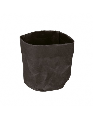 Cesto pane tondo in carta kraft lavabile - colore nero - diametro cm 12 - altezza cm 12