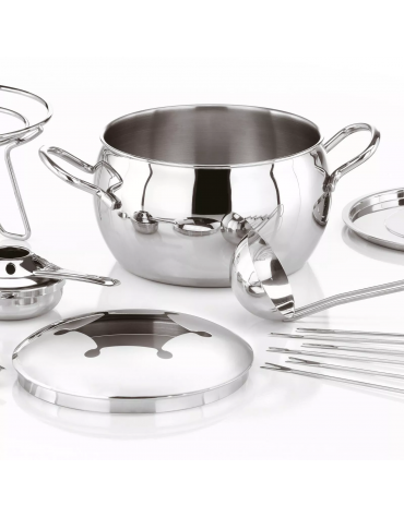 Set fonduta bourguignonne in acciaio inox - 13 pezzi - capacità lt. 2,2 - diametro cm 22 - altezza cm 23