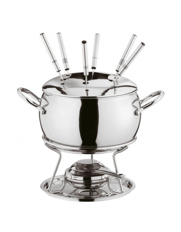 Set fonduta bourguignonne in acciaio inox - 13 pezzi - capacità lt. 2,2 - diametro cm 22 - altezza cm 23