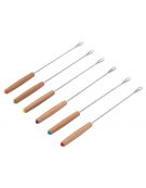 Set 6 forchettine per set fonduta in acciaio inox e manico in legno - lunghezza cm 24