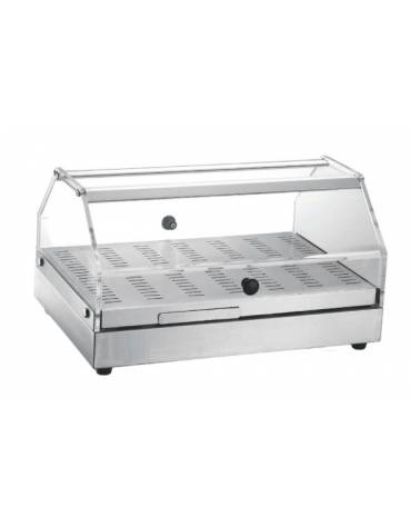 Vetrina calda da banco con basamento in acciaio inox - piano singolo - linea economica - mm 500x360x260h