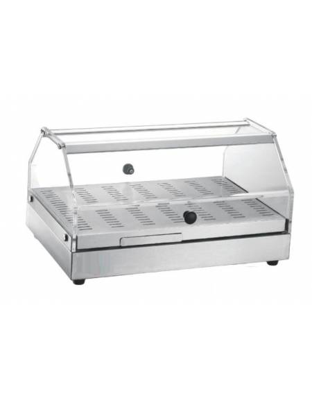 Vetrina calda da banco con basamento in acciaio inox - piano singolo - linea economica - mm 500x360x260h