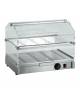 Vetrina calda da banco con basamento in acciaio inox e vetri curvi - piano doppio - con umidità - mm 500x360x395h