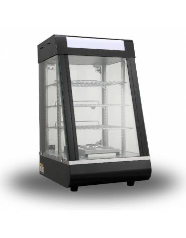 Vetrina calda compatta da banco con umidità - 3 ripiani estraibili e regolabili - luce interna - mm 730x550x680h