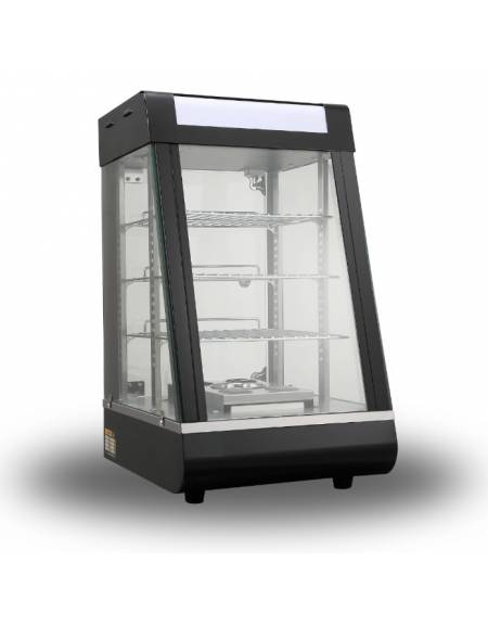 Vetrina calda compatta da banco con umidità - 3 ripiani estraibili e regolabili - luce interna - mm 730x550x680h